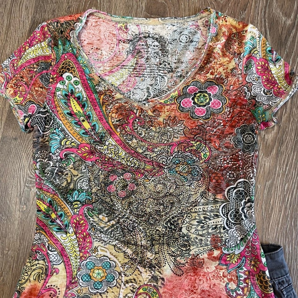 y2k multi color paisley top - Picture 3 of 4